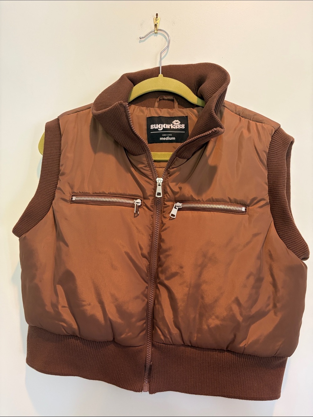 Sugar Quilted Rust Brown Puffer Vest
